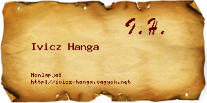 Ivicz Hanga névjegykártya